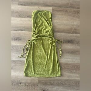 Chartreuse Green Woman’s Ruched Dress, Size: Medium- Like New